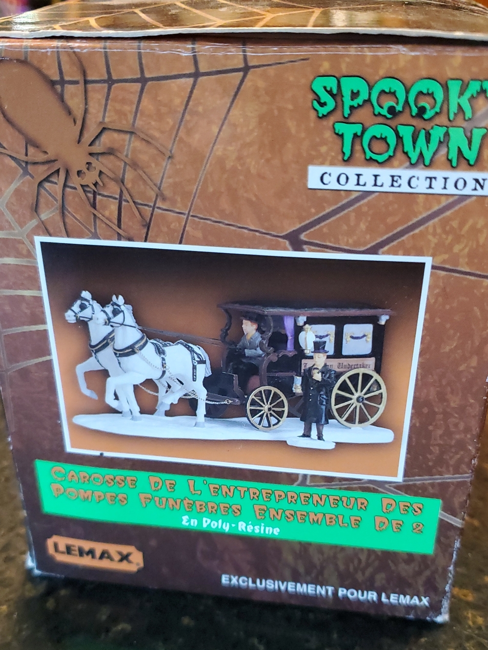 Lemax White Horse-Drawn Carriage Spooky Town Figurine